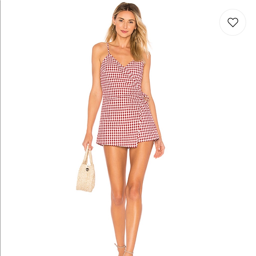 Scotty Wrap Romper in Red Gingham